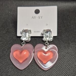 Pink Heart Earrings Love Romance Valentines Casual Date Night Fashion Costume